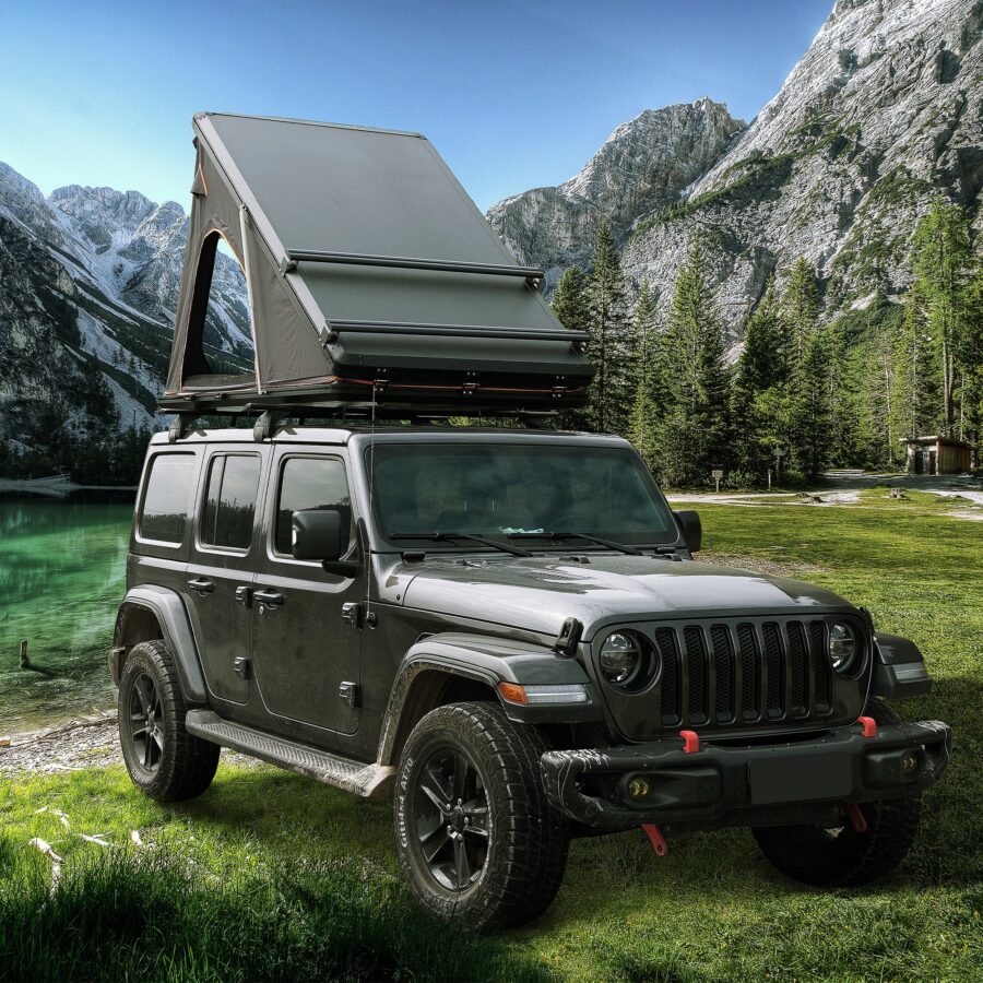 Halsman Scout Plus Series Hard Shell Rooftop Tent – Aluminum Grey with Roof Rack - Image 19