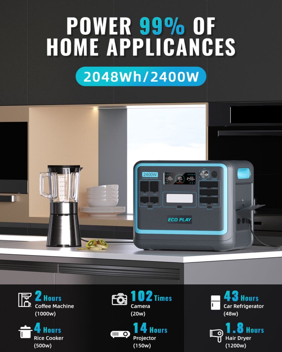 Halsman Portable Power Station – 2048Wh LiFePO4, 2400W AC Output, Fast Charging - Image 7