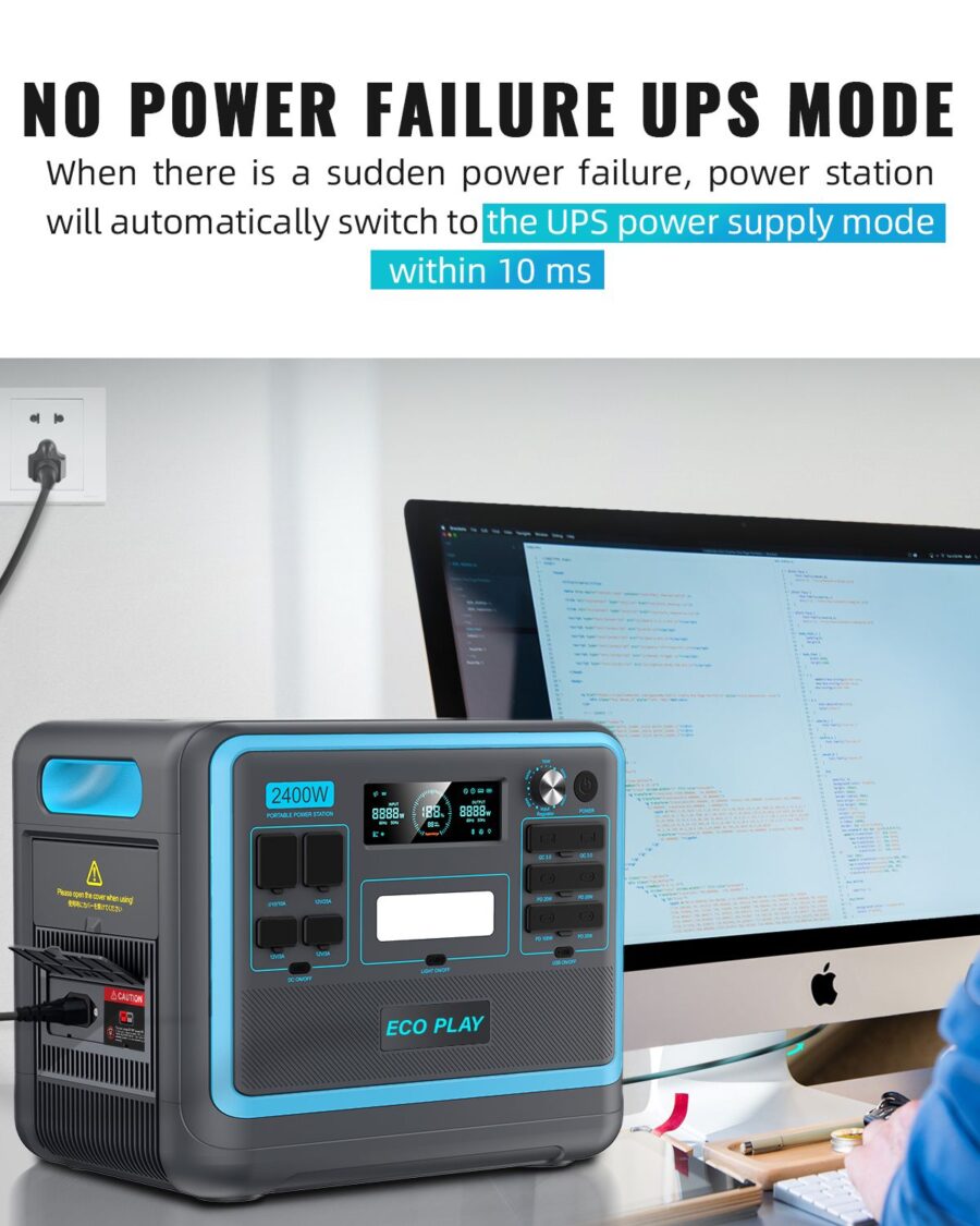 Halsman Portable Power Station – 2048Wh LiFePO4, 2400W AC Output, Fast Charging - Image 4