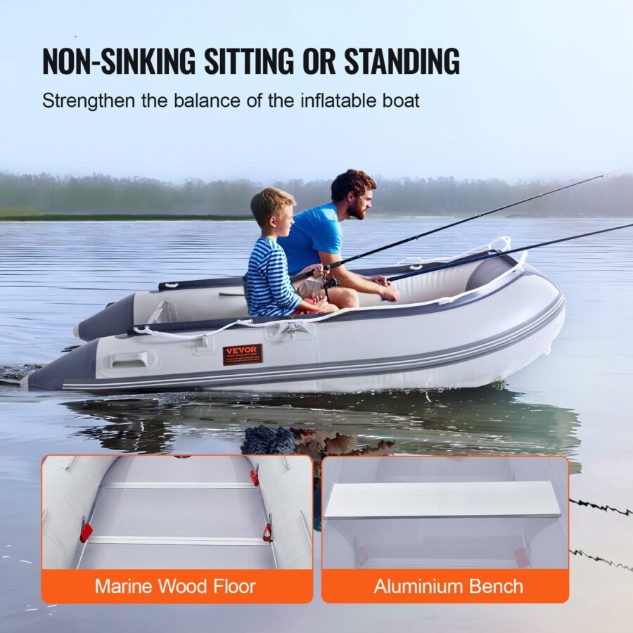 Halsman Inflatable Dinghy Boat – 4-Person Fishing & Sport Tender with Aluminum Oars - Image 4