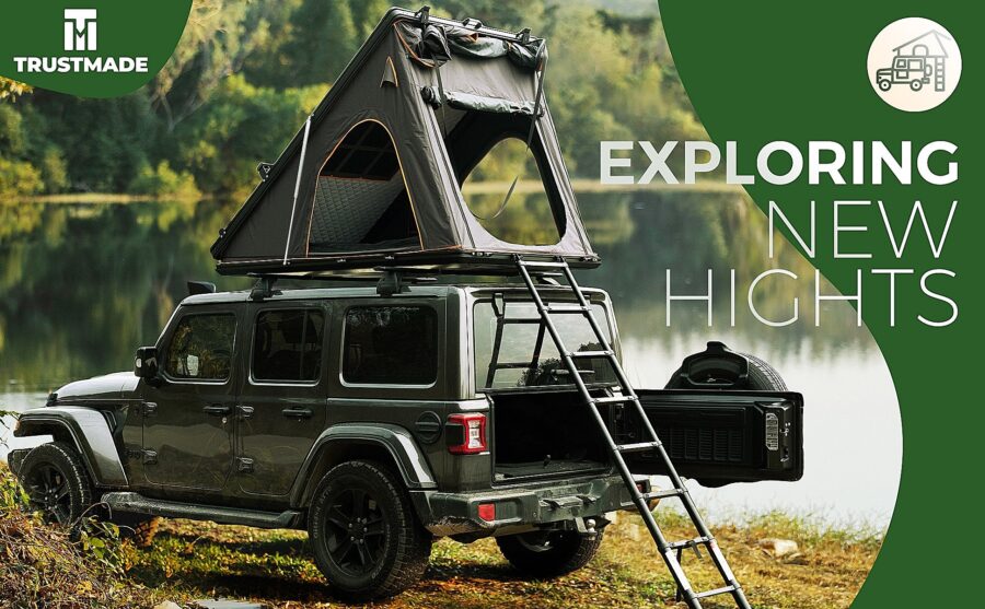 Halsman Scout Plus Series Hard Shell Rooftop Tent – Aluminum Grey with Roof Rack - Image 14