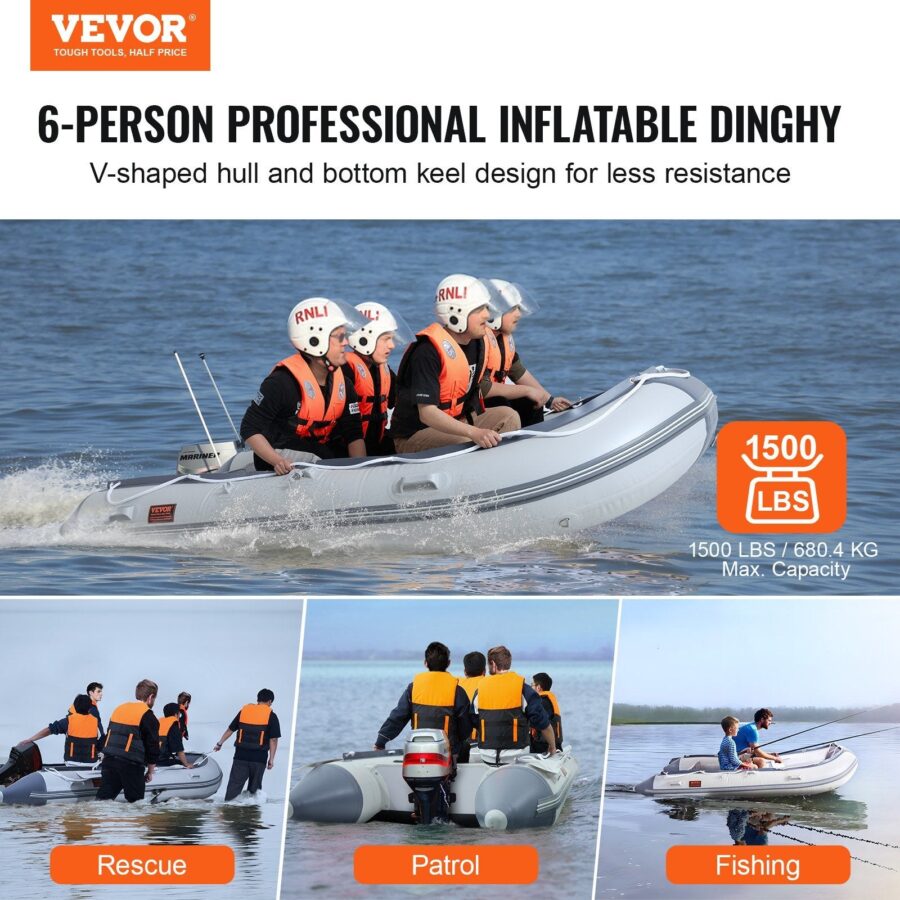 Halsman Inflatable Dinghy Boat – 6-Person Fishing & Sport Tender with Aluminum Oars - Image 2