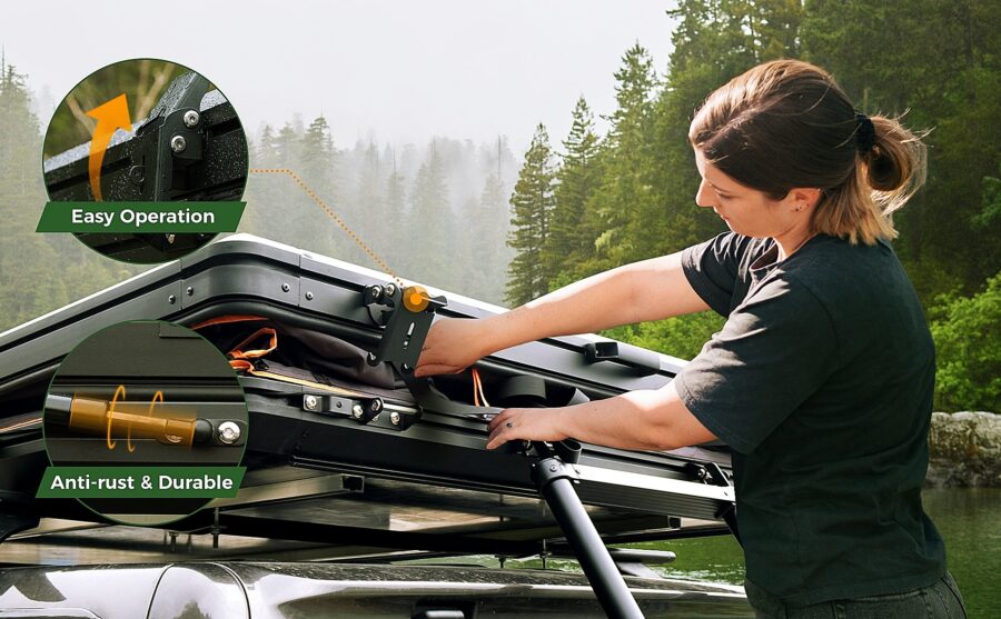 Halsman Scout Plus Series Hard Shell Rooftop Tent – Aluminum Grey with Roof Rack - Image 18