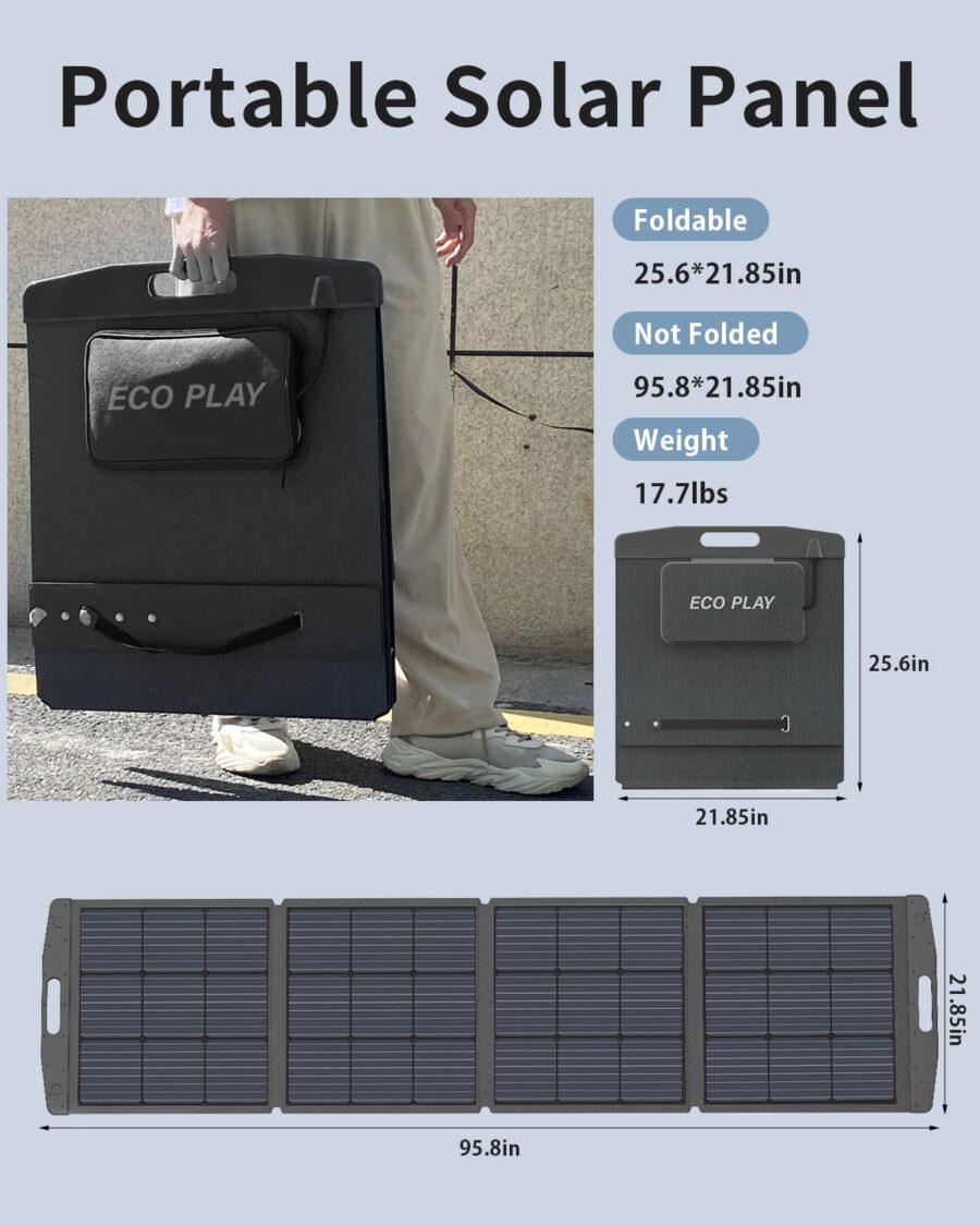 Halsman 200W Foldable Portable Solar Panel Kit – Waterproof with Adjustable Kickstand - Image 3