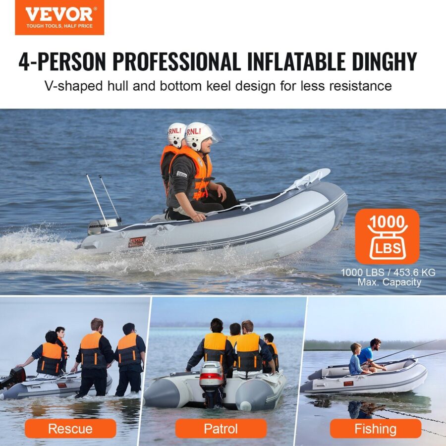 Halsman Inflatable Dinghy Boat – 4-Person Fishing & Sport Tender with Aluminum Oars - Image 2